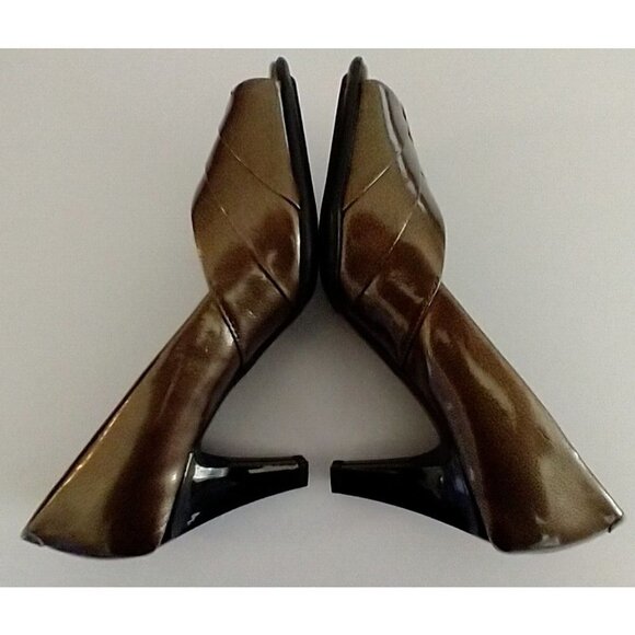 Air Supply Monroe Dress Shoes Pump Bronze Peep Toe Slip On Comfort System - 7.5M - Picture 10 of 12